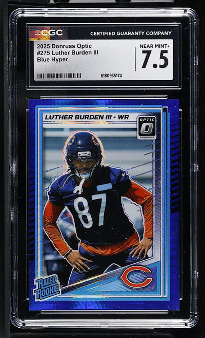 2025 Panini Donruss Optic Luther Burden III #275 Rated Rookie Blue Hyper CGC 7.5