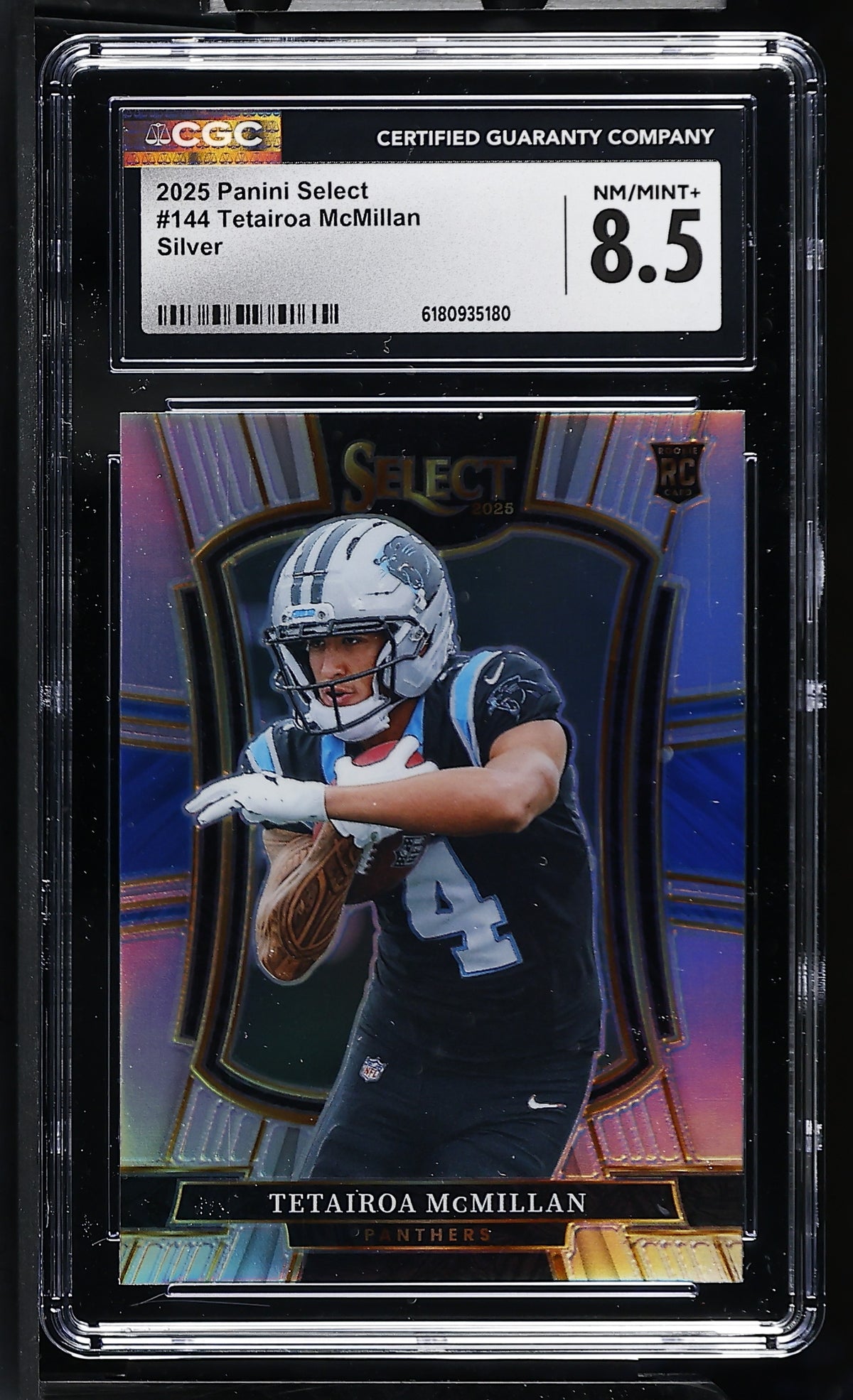 2025 Panini Select Tetairoa McMillan #144 Premier Level Silver RC CGC 8.5