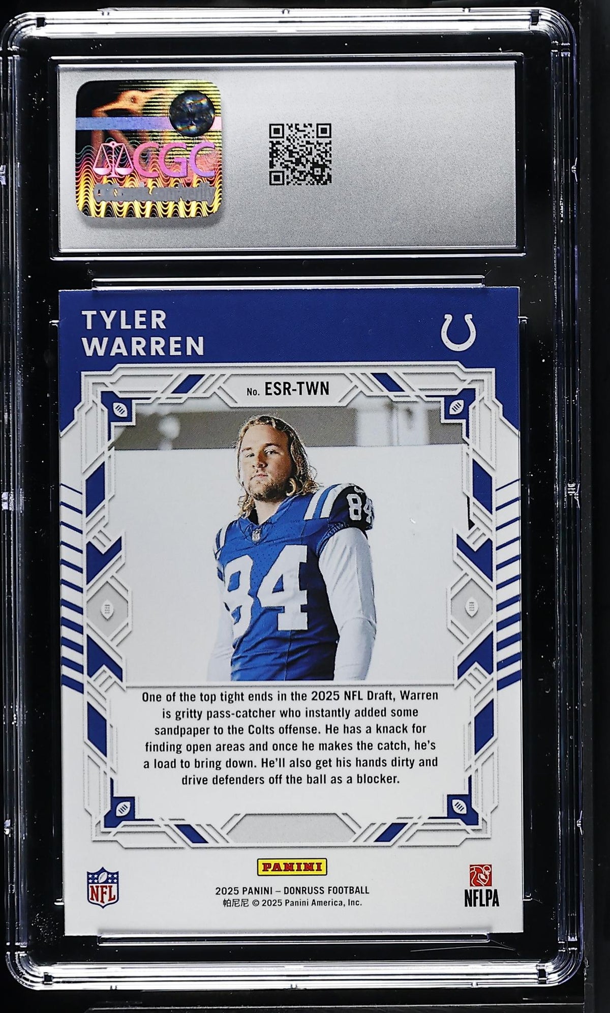 2025 Donruss Elite Series Rookies Tyler Warren #ESR-TWN CGC 9
