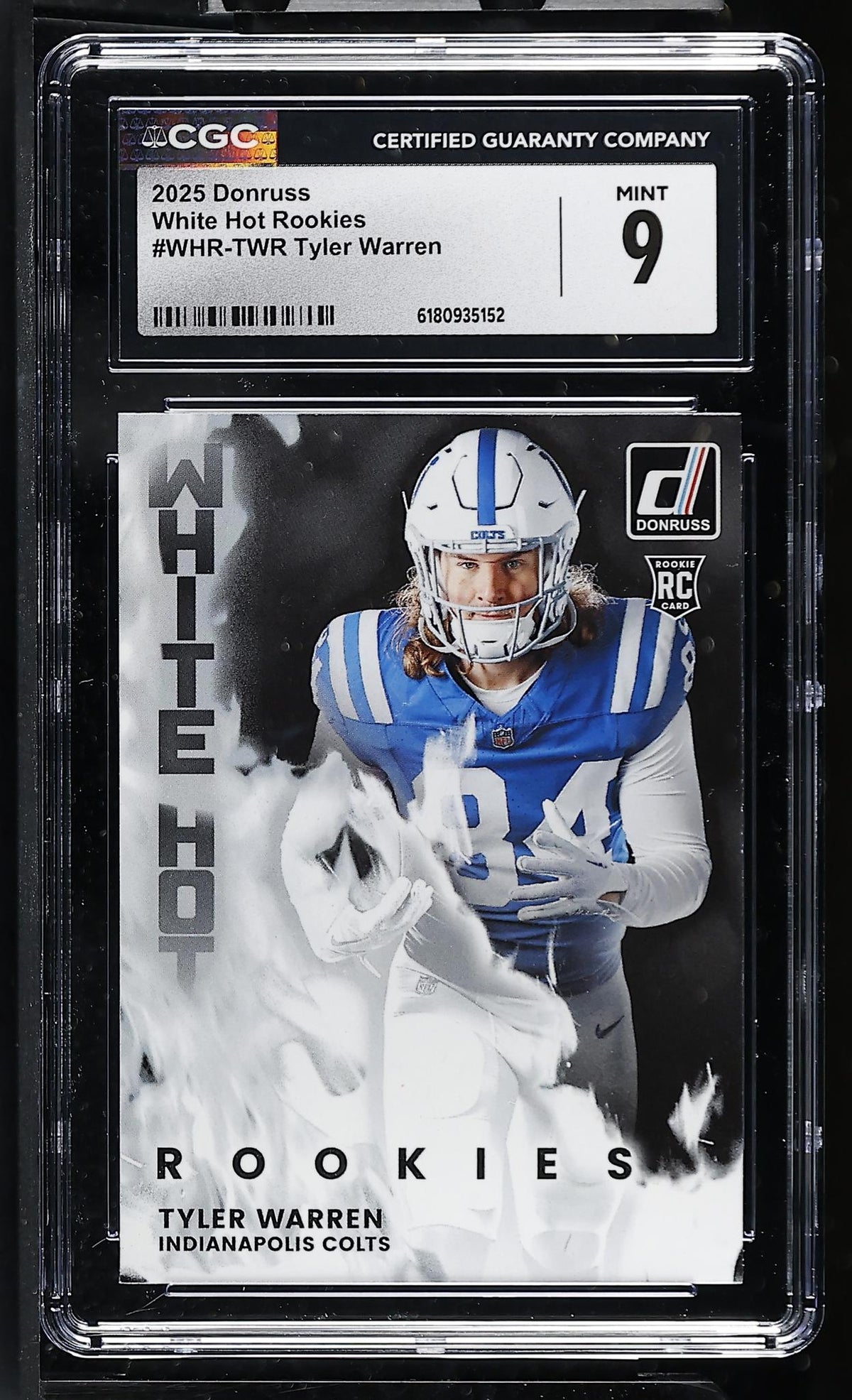 2025 Donruss White Hot Rookies Tyler Warren #WHR-TWR RC CGC 9