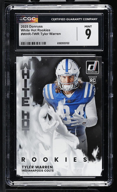 2025 Donruss White Hot Rookies Tyler Warren #WHR-TWR RC CGC 9