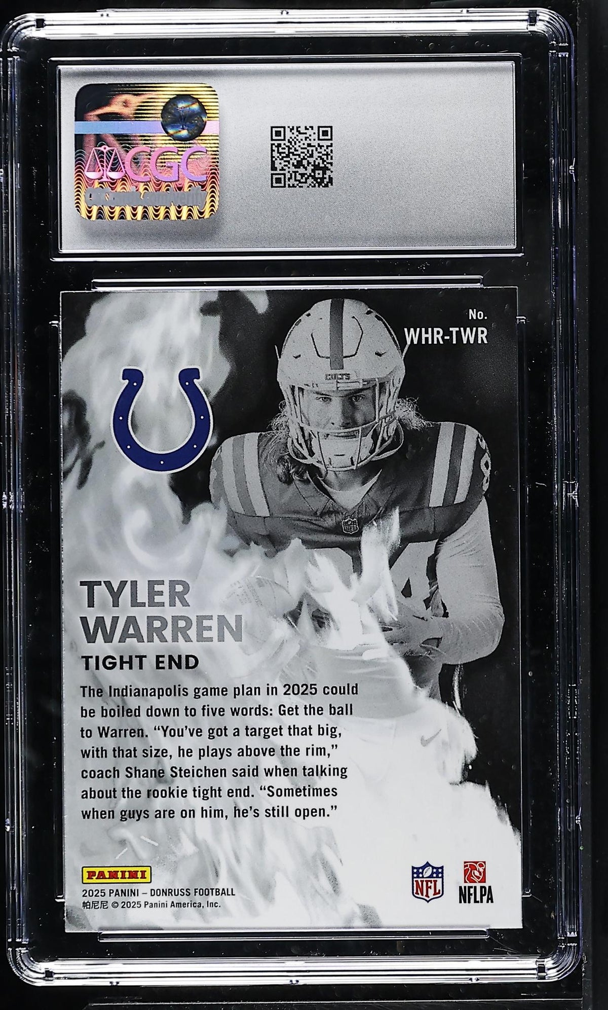 2025 Donruss White Hot Rookies Tyler Warren #WHR-TWR RC CGC 9
