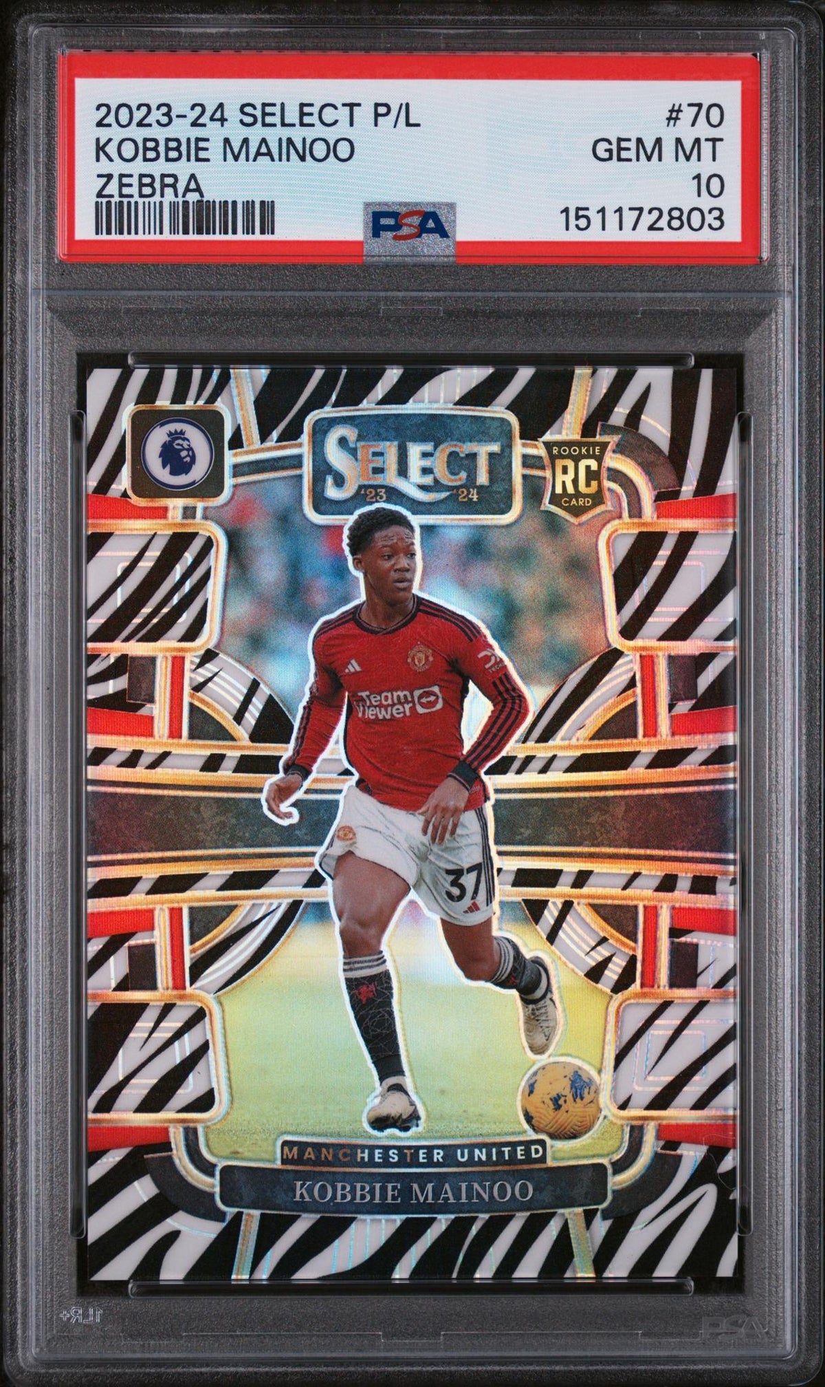 2023 Panini Select Premier League Zebra Kobbie Mainoo #70 PSA 10
