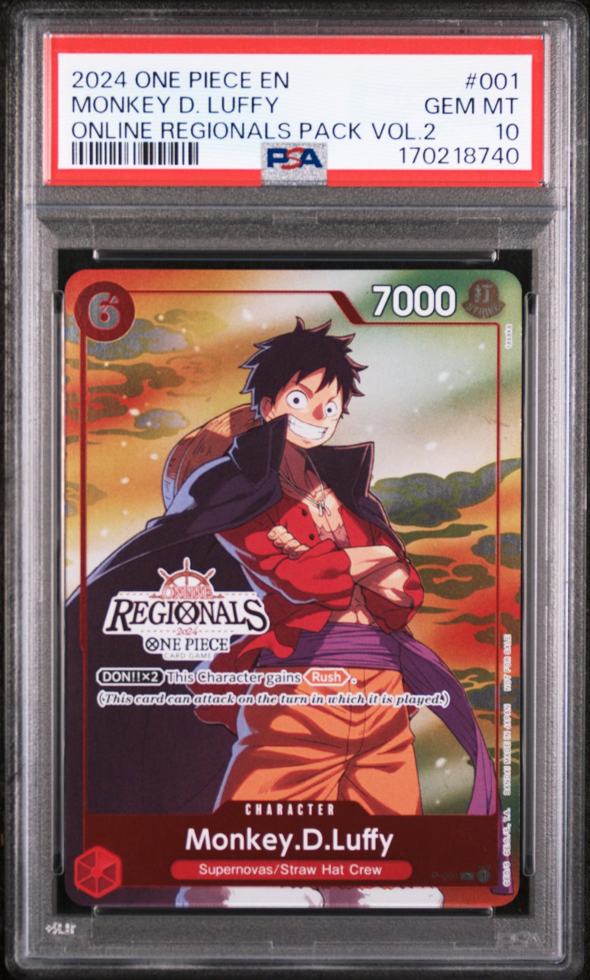 2024 One Piece Online Regionals Pack Volume 2 Monkey D. Luffy #001 PSA 10
