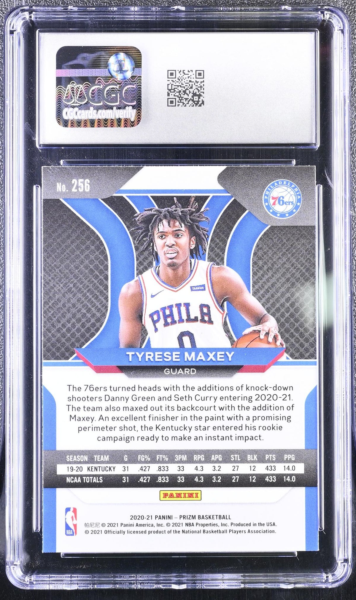 2020-21 Panini Prizm Tyrese Maxey #256 Rookie CGC 9