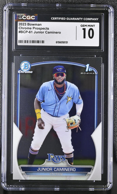 2023 Bowman Chrome Prospects Junior Caminero #BCP-61 1st Bowman CGC 10