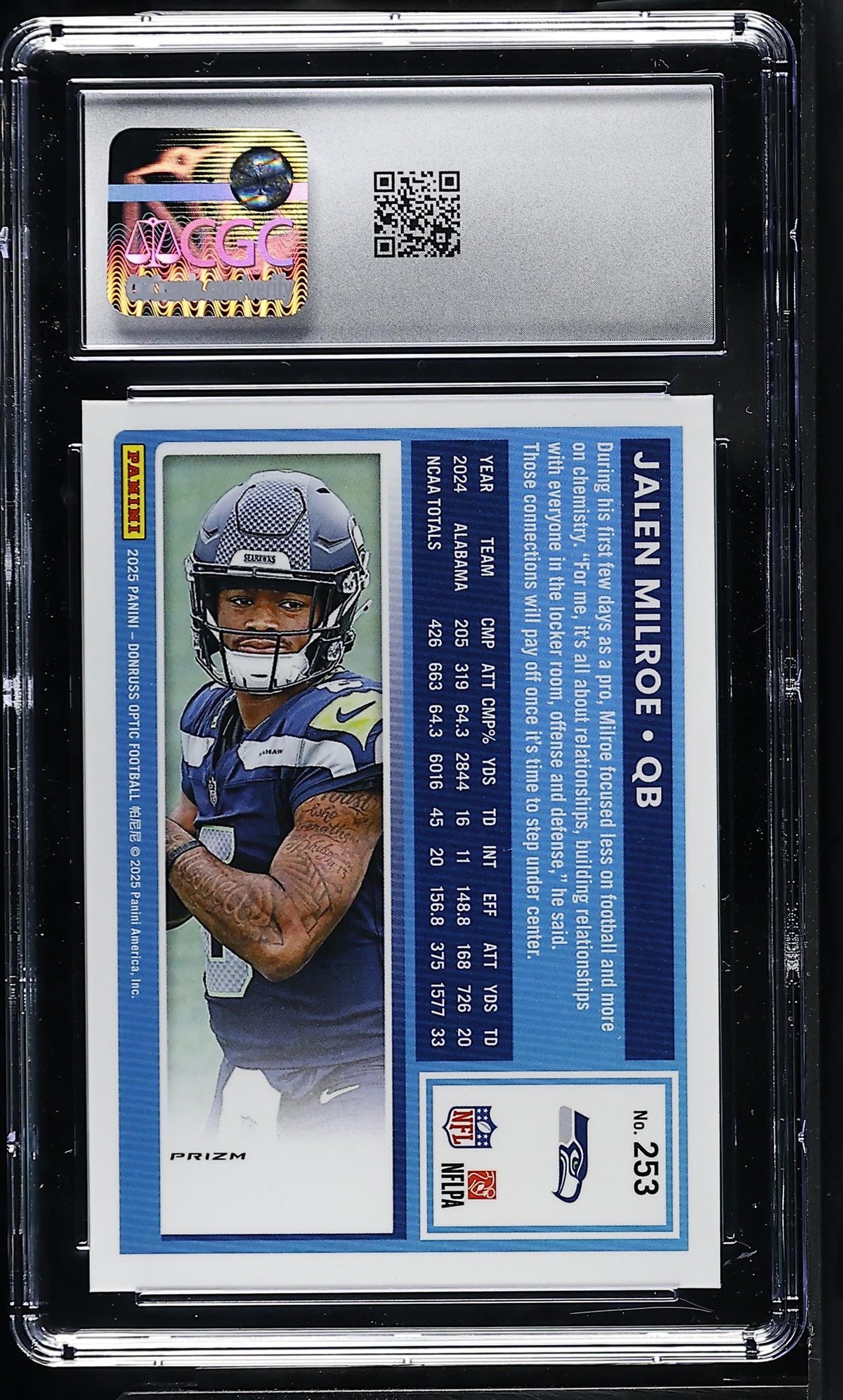 2025 Panini Donruss Optic Jalen Milroe #253 Green Hyper Rookie CGC 10