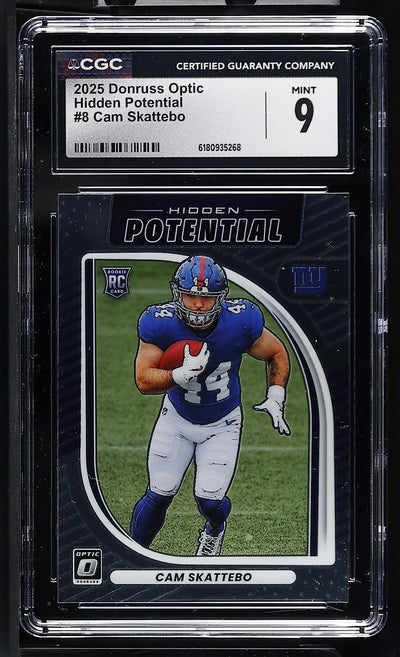 2025 Panini Donruss Optic Cam Skattebo #8 Rookie Hidden Potential CGC 9