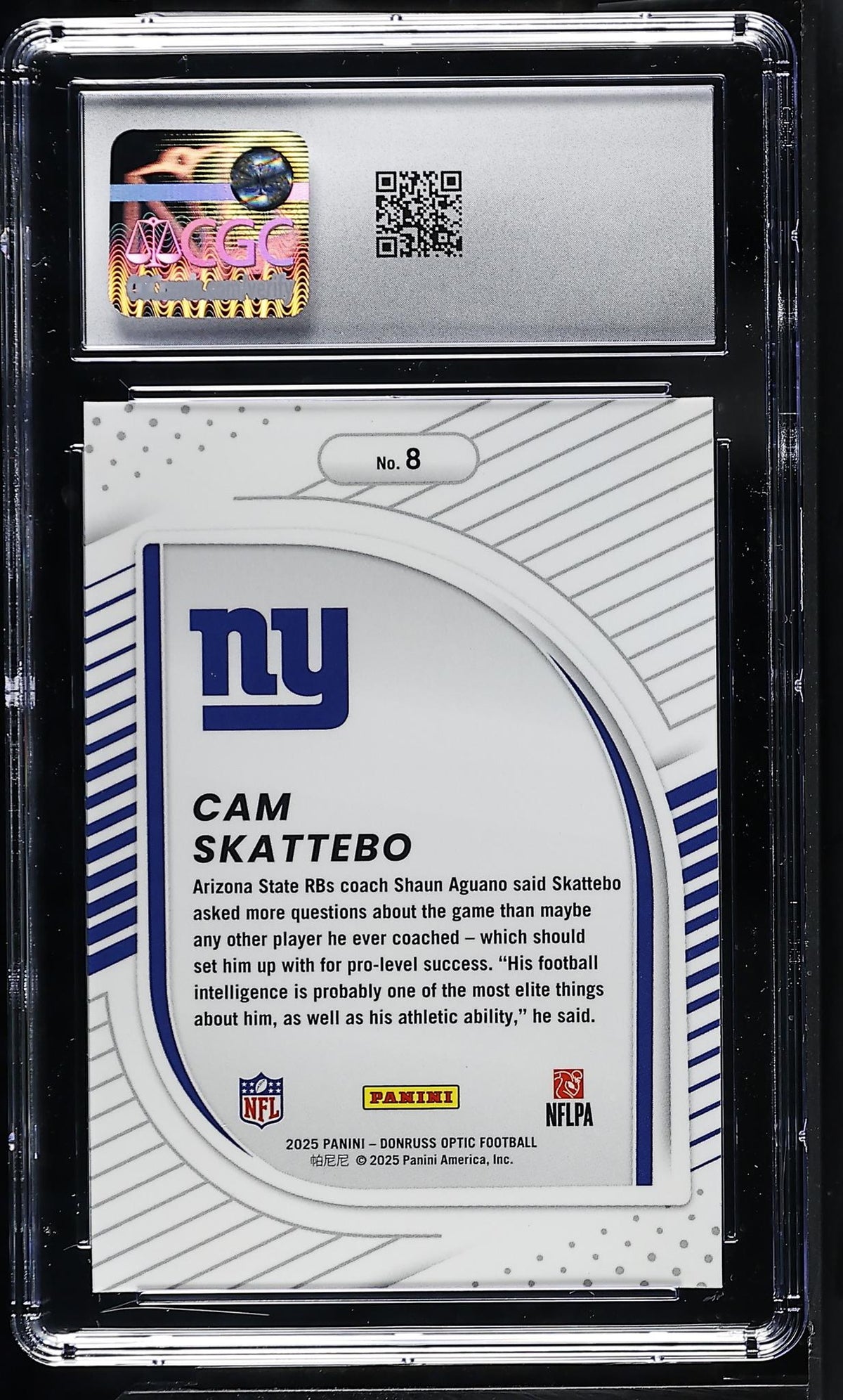 2025 Panini Donruss Optic Cam Skattebo #8 Rookie Hidden Potential CGC 9