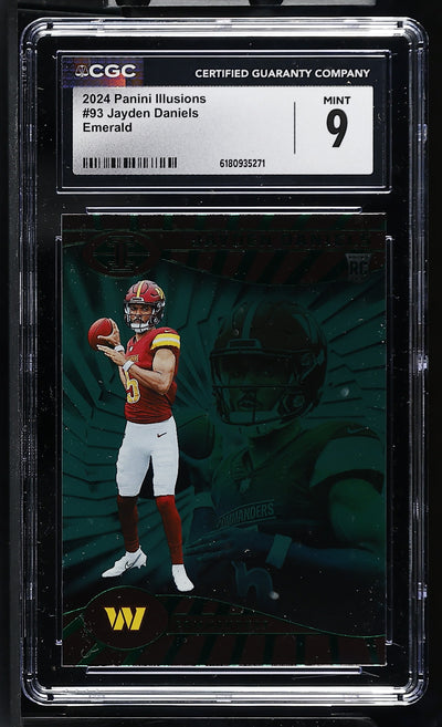 2024 Panini Illusions Jayden Daniels #93 Rookie Emerald CGC 9