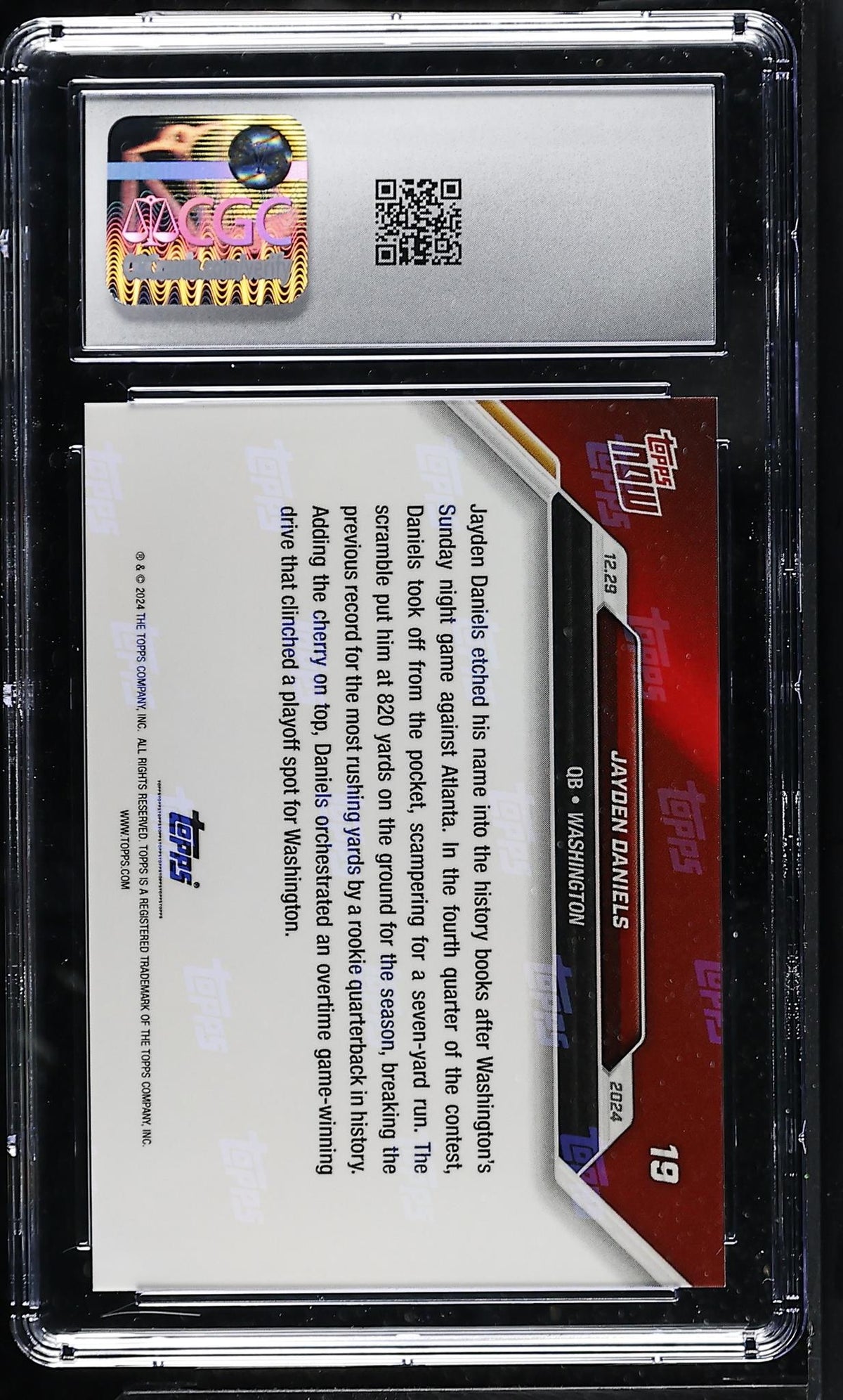 2024 Topps Now Jayden Daniels #19 Rookie CGC 7.5