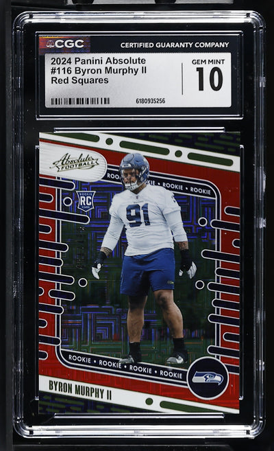2024 Panini Absolute Byron Murphy II #116 Red Squares RC CGC 10