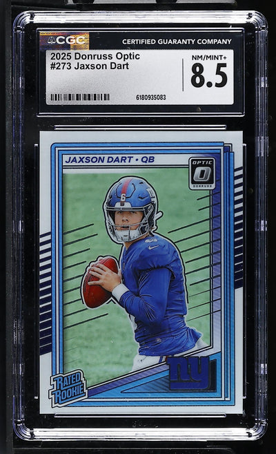 2025 Panini Donruss Optic Jaxson Dart #273 Rated Rookie CGC 8.5