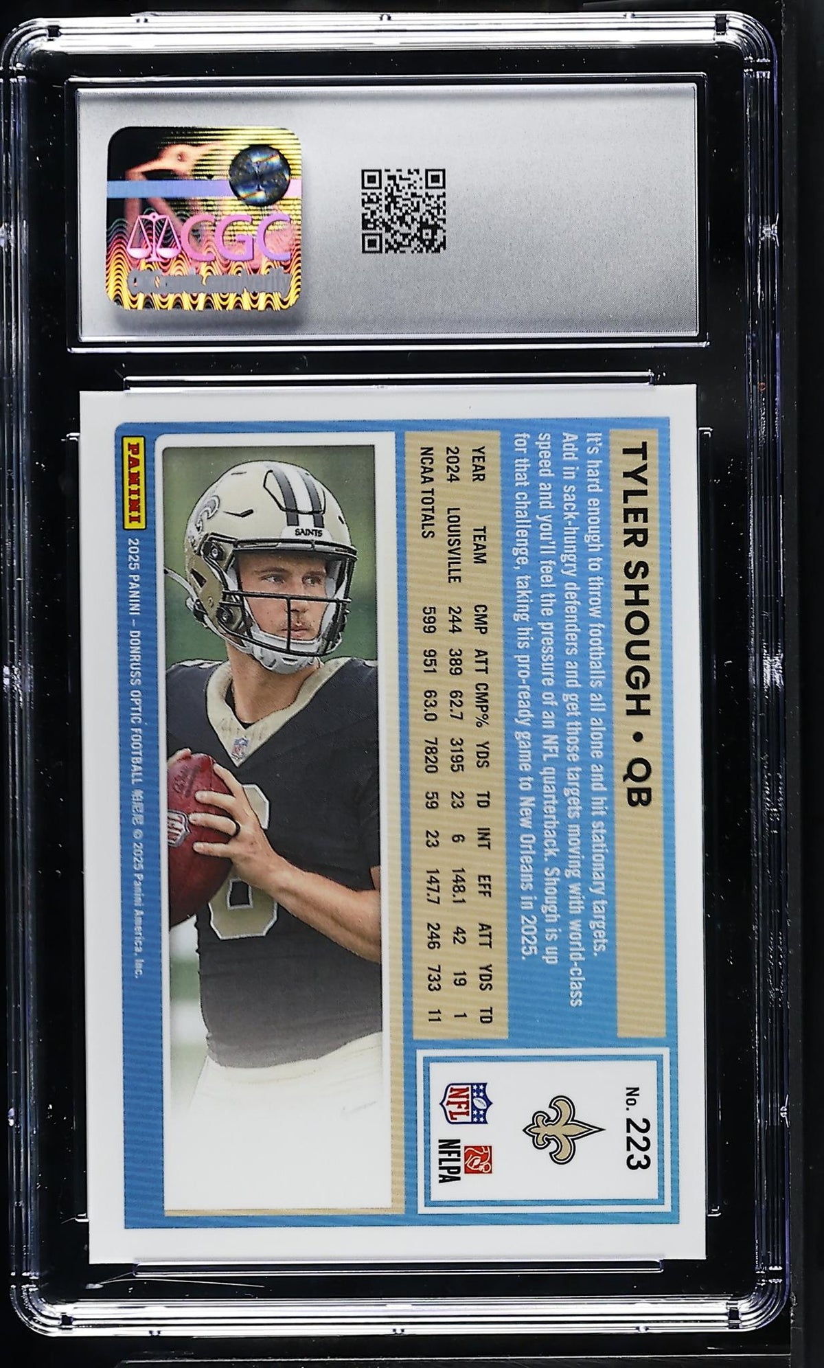 2025 Panini Donruss Optic Tyler Shough #223 Rated Rookie CGC 10