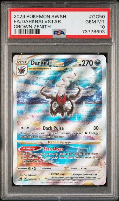 2023 Pokemon Sword and Shield Crown Zenith Galarian Gallery Darkrai Vstar #GG50 PSA 10