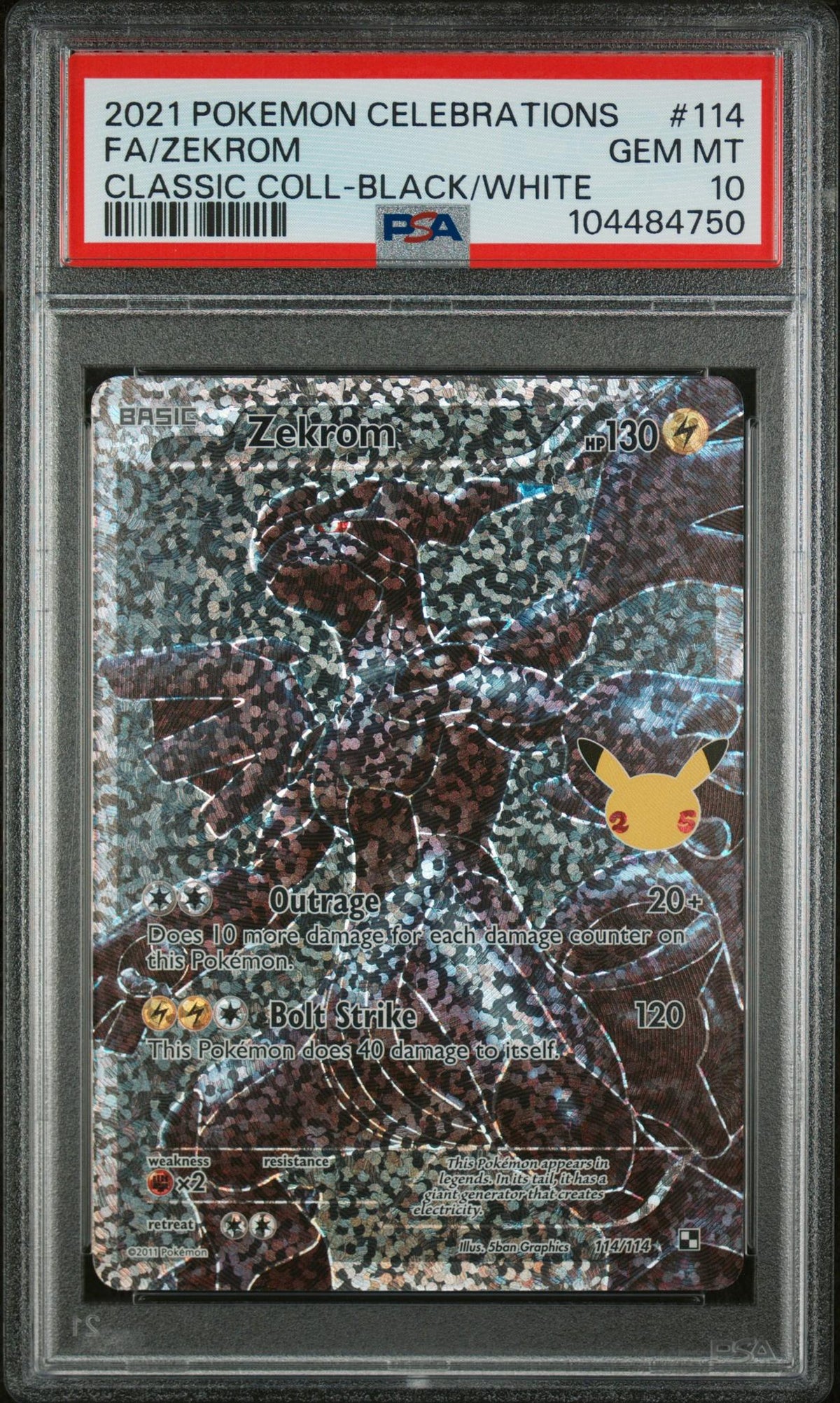 2021 Pokemon Black and White Celebrations Classic Collection Zekrom #114 PSA 10