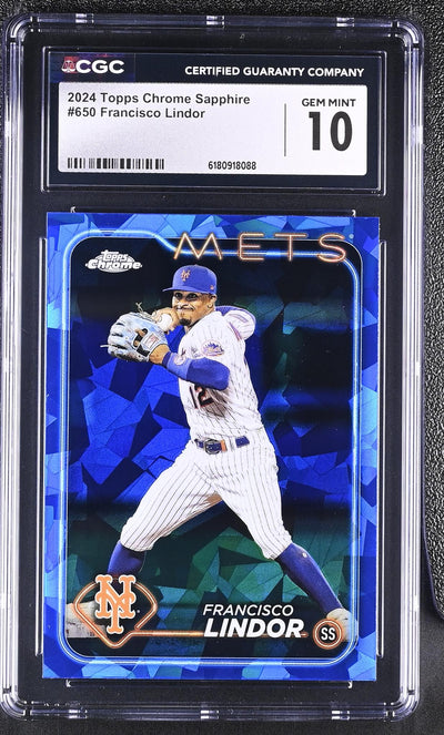 2024 Topps Chrome Sapphire Francisco Lindor #650 CGC 10