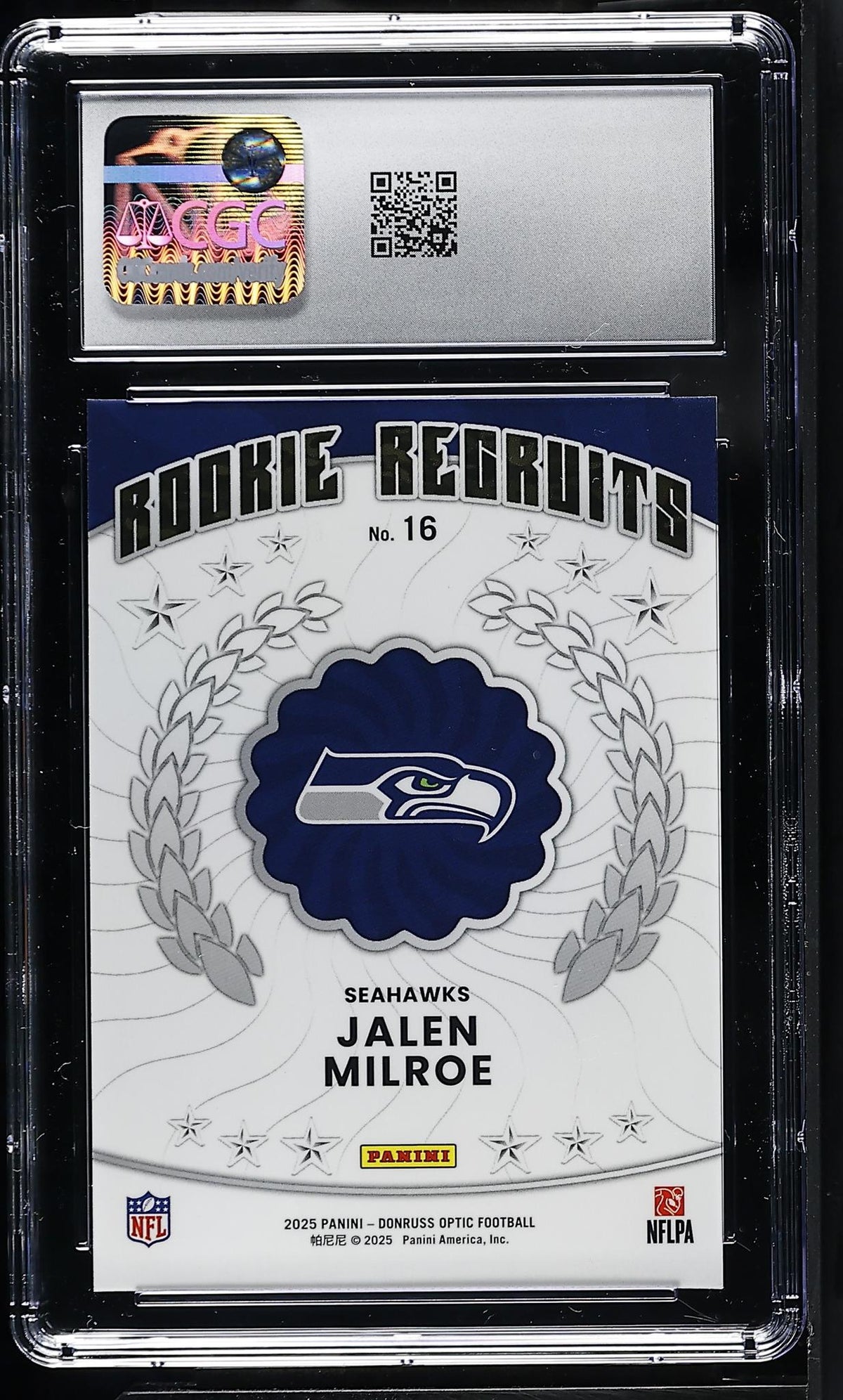 2025 Panini Donruss Optic Jalen Milroe #16 Rookie Recruits CGC 9