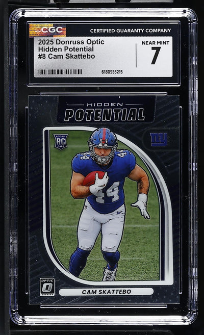 2025 Donruss Optic Hidden Potential Cam Skattebo #8 Rookie CGC 7