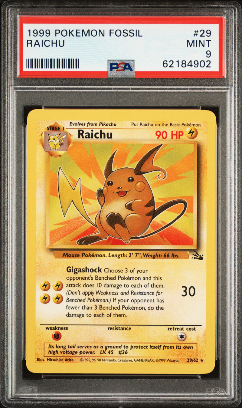 1999 Pokemon Fossil Raichu #29 PSA 9