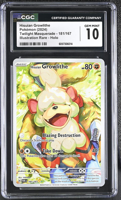 Pokémon Twilight Masquerade Hisuian Growlithe #181/167 Illustration Rare Holo CGC 10