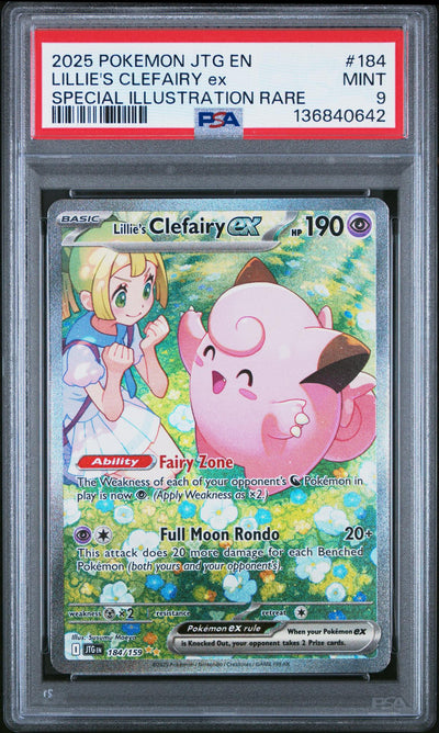 2025 Pokemon Scarlet and Violet Journey Together Special Illustration Rare Lillie's Clefairy Ex #184 PSA 9
