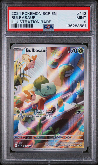 2024 Pokemon Scarlet and Violet Stellar Crown Illustration Rare Bulbasaur #143 PSA 9