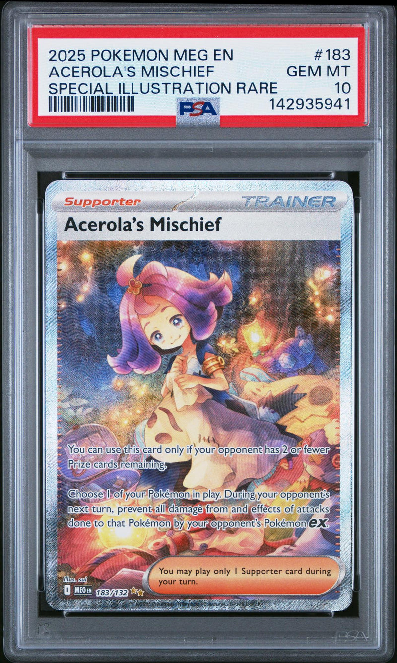 2025 Pokemon Mega Evolution Special Illustration Rare Acerola's Mischief #183 PSA 10