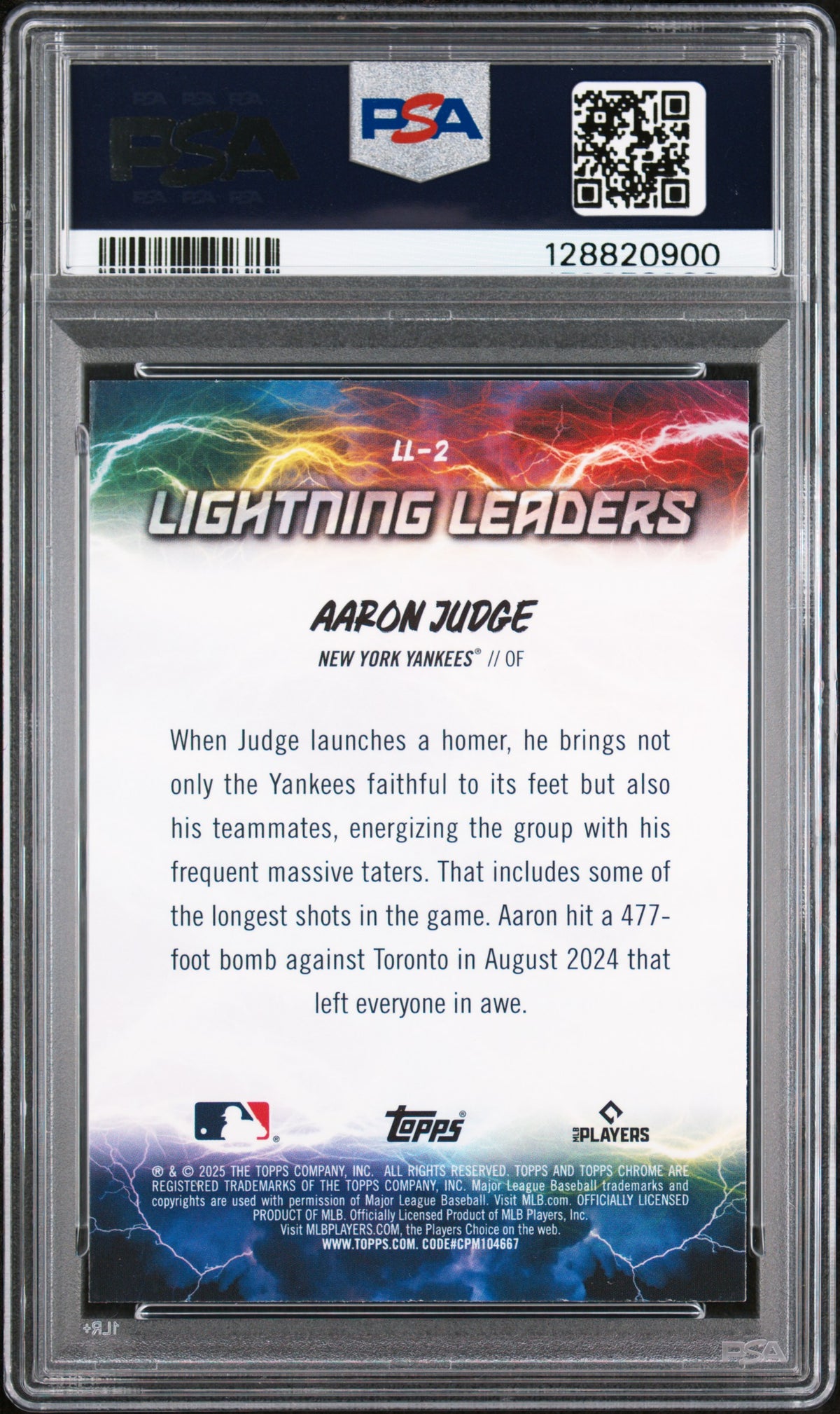 2025 Topps Chrome Aaron Judge #LL-2 PSA 10
