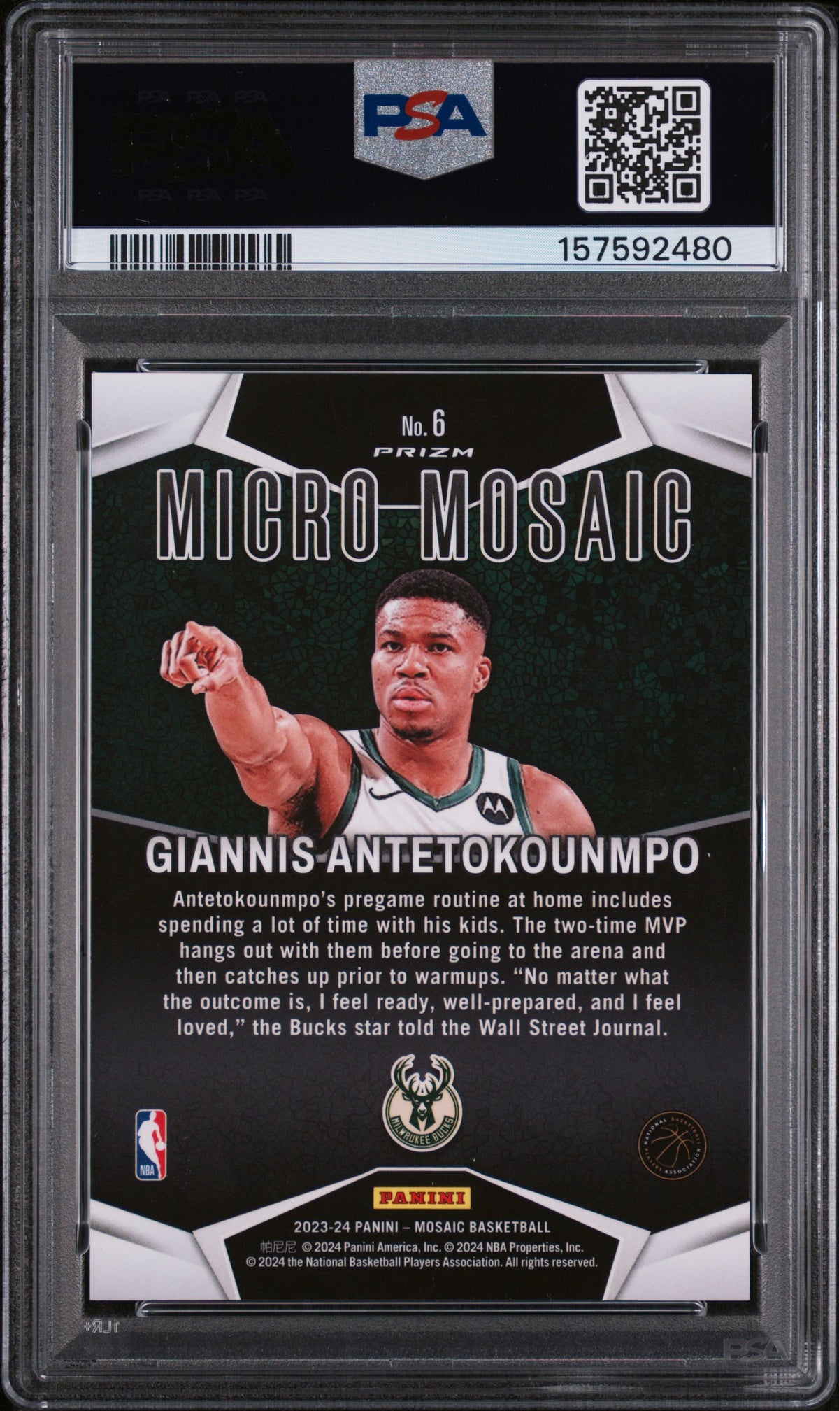 2023 Panini Mosaic Micro Mosaic Giannis Antetokounmpo #6 PSA 10