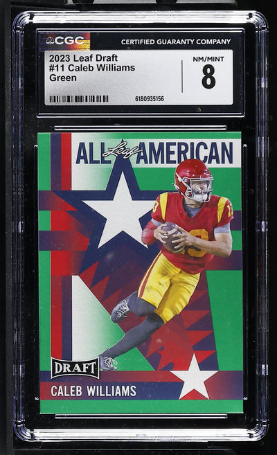 2023 Leaf Draft Caleb Williams #11 All-American Green CGC 8