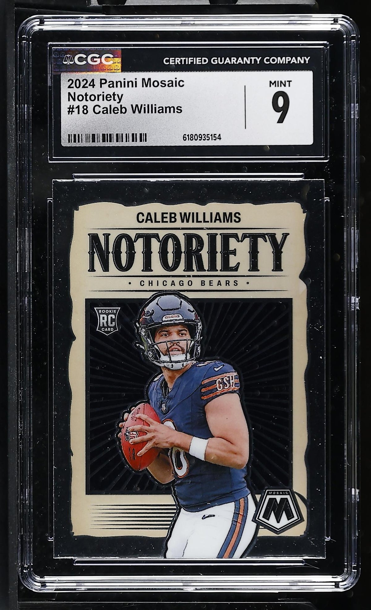 2024 Panini Mosaic Notoriety Caleb Williams #18 Rookie CGC 9