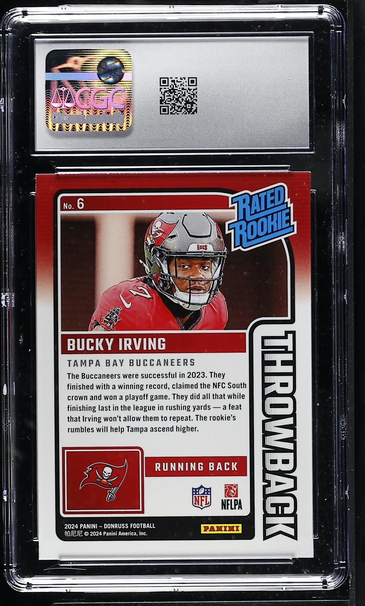 2024 Panini Donruss Bucky Irving #6 Rated Rookie Throwback CGC 10