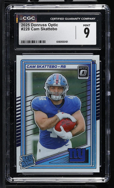2025 Donruss Optic Cam Skattebo #228 Rated Rookie CGC 9 Mint