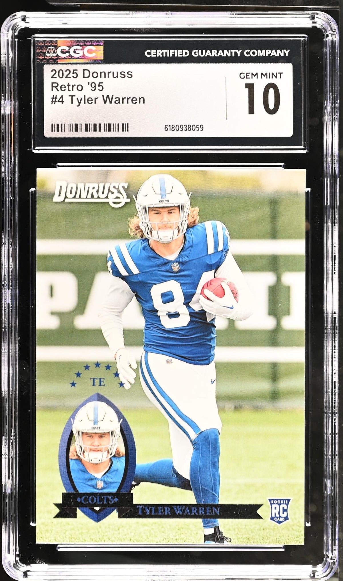 2025 Panini Donruss Retro '95 Tyler Warren #4 Rookie CGC 10