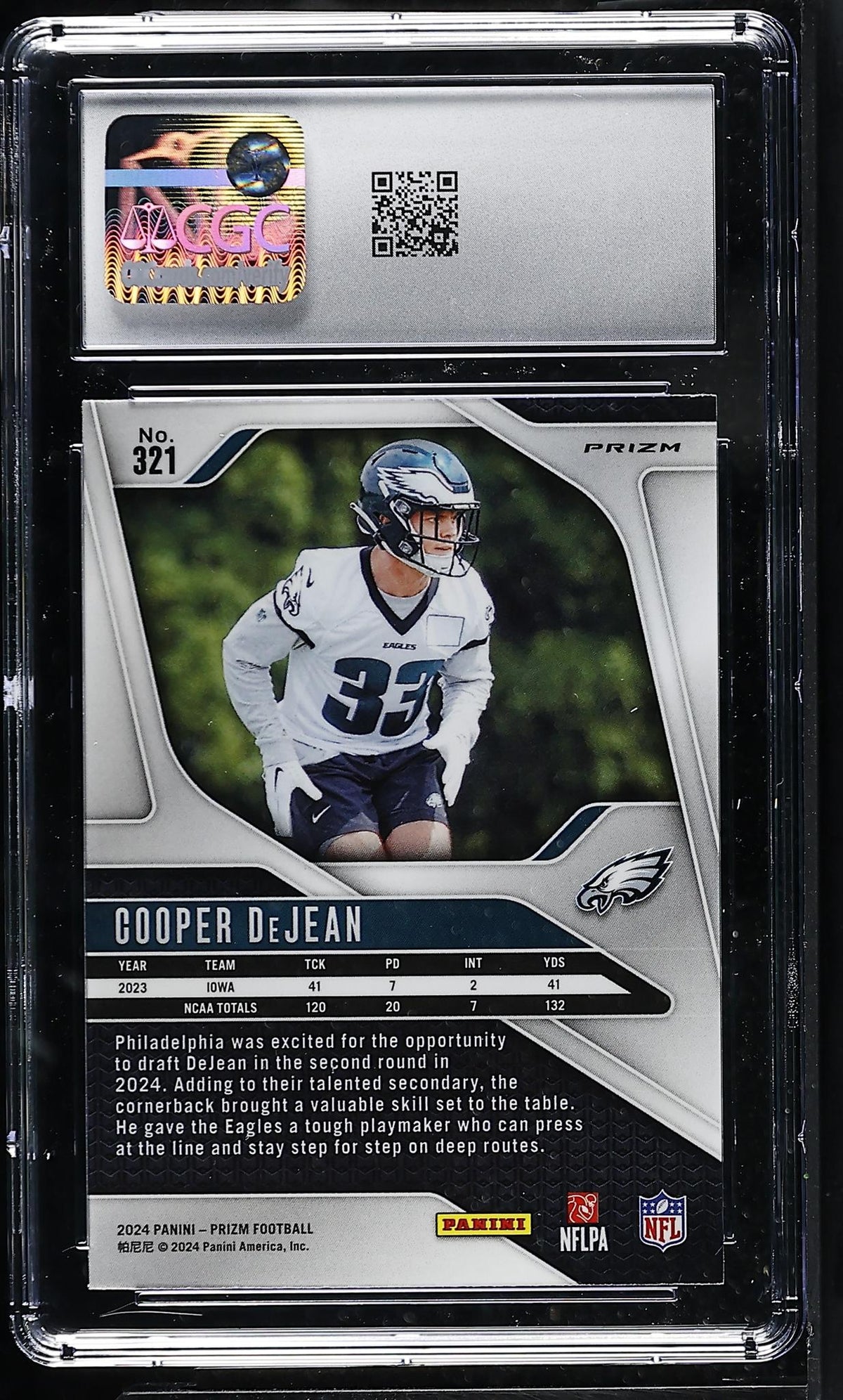 2024 Panini Prizm Cooper DeJean #321 Green Wave RC CGC 9