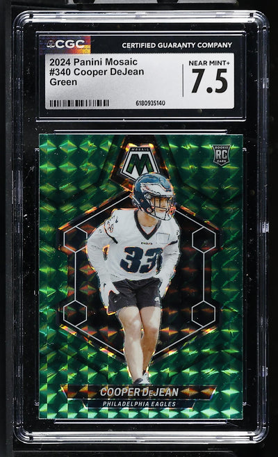 2024 Panini Mosaic Cooper DeJean Prizm Green #340 Rookie CGC 7.5