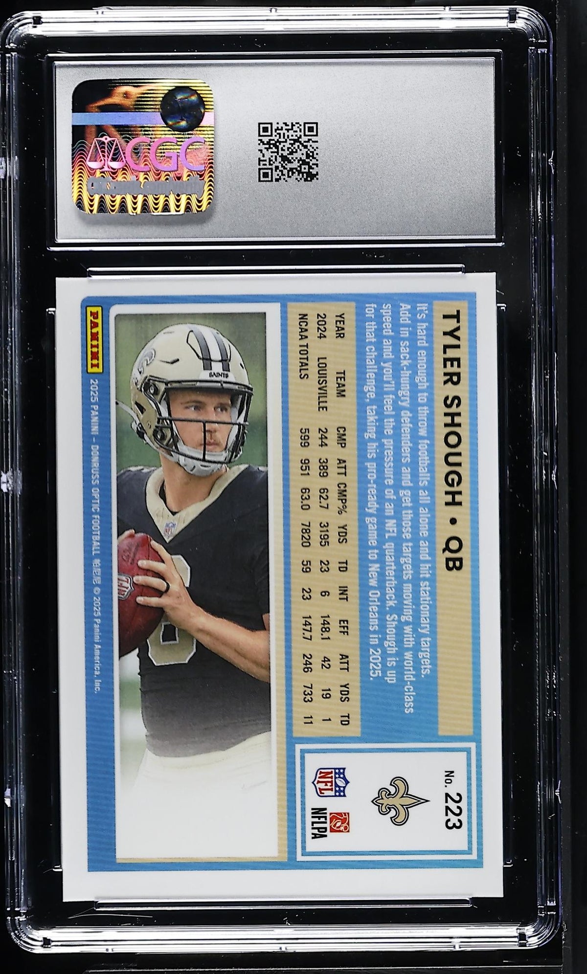 2025 Donruss Optic Tyler Shough Rated Rookie #223 CGC 10