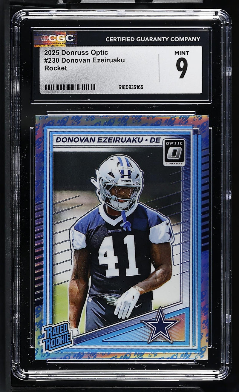 2025 Panini Donruss Optic Donovan Eziruaku Rookie Rocket Prizm #230 CGC 9