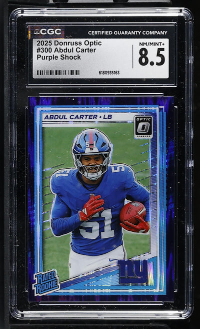 2025 Donruss Optic Abdul Carter #300 Purple Shock Rated Rookie CGC 8.5