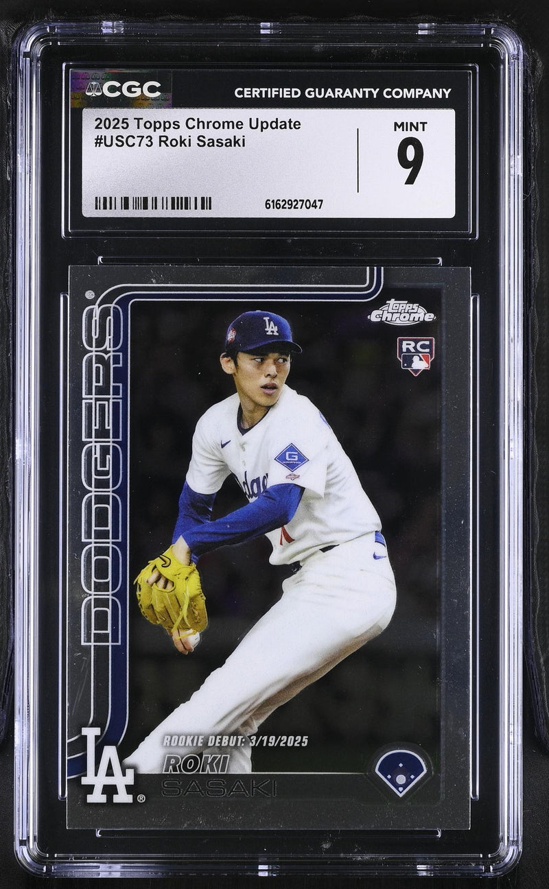 2025 Topps Chrome Update Roki Sasaki #USC73 Rookie Debut CGC 9