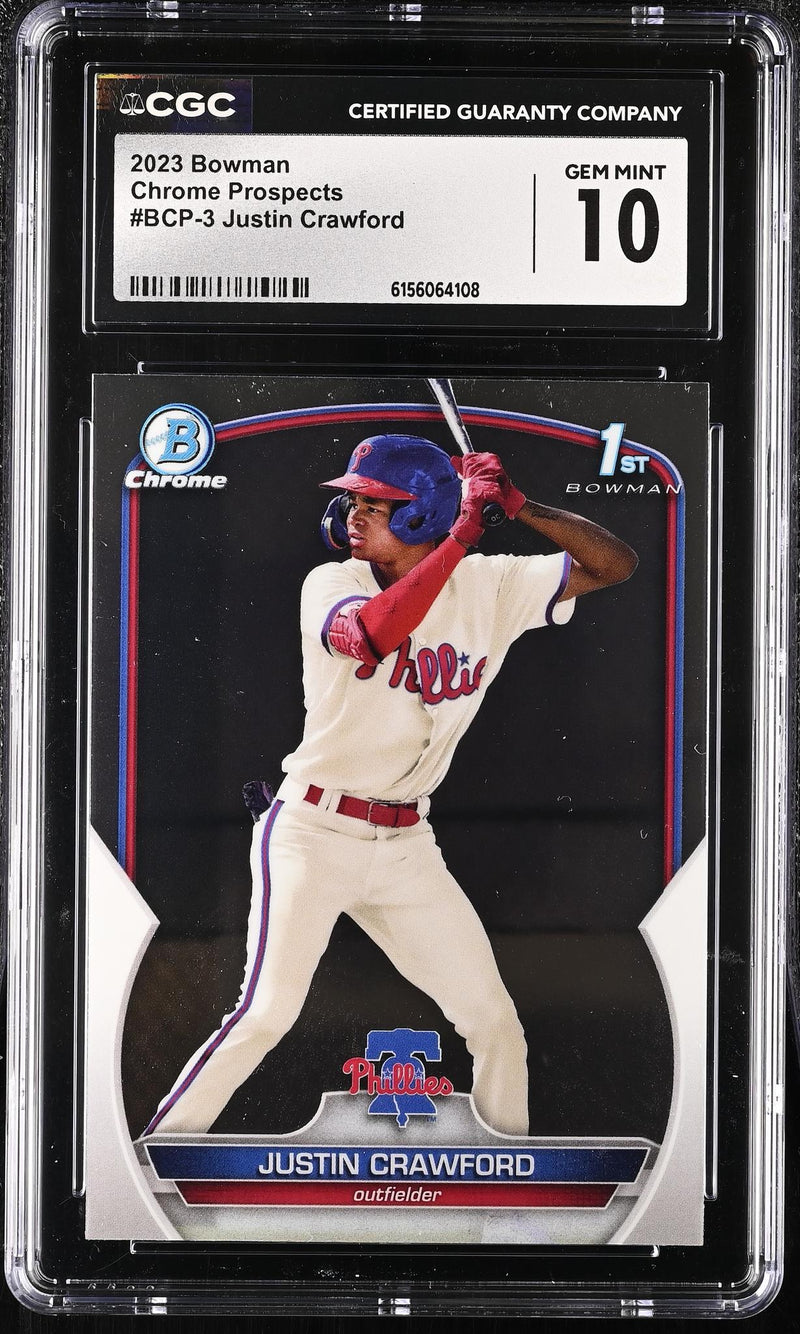 2023 Bowman Chrome Prospects Justin Crawford #BCP-3 1st Bowman Gem Mint 10 CGC