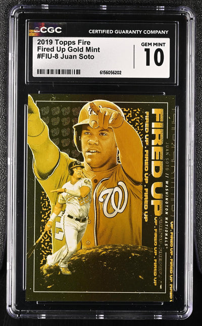 2019 Topps Fire Fired Up Gold Mint #FIU-8 Juan Soto CGC 10