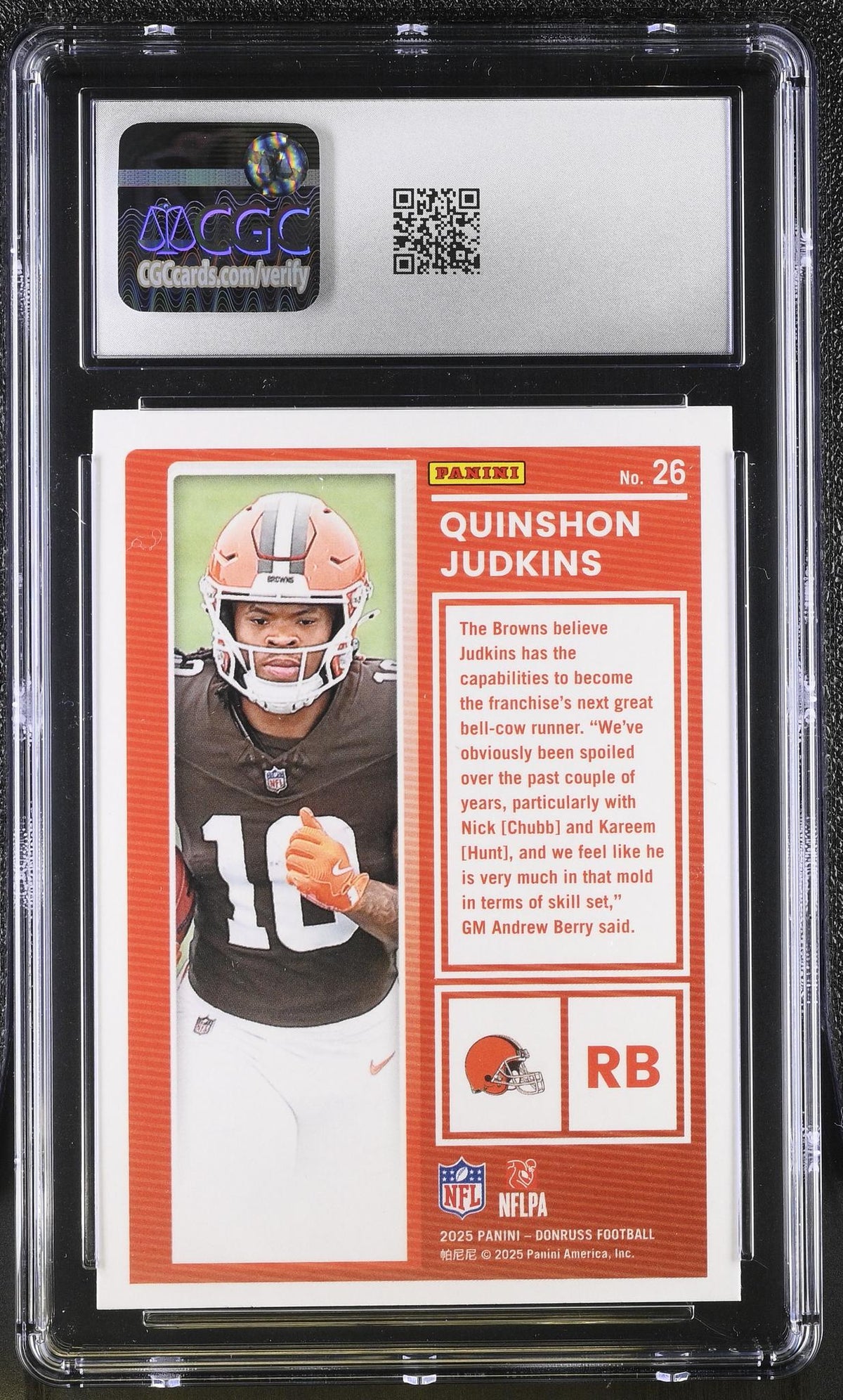 2025 Donruss The Rookies Quinshon Judkins #26 Rookie CGC 9