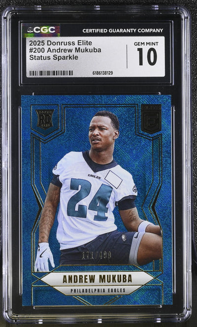 2025 Donruss Elite Andrew Mukuba #200 Rookie Status Sparkle /499 CGC 10