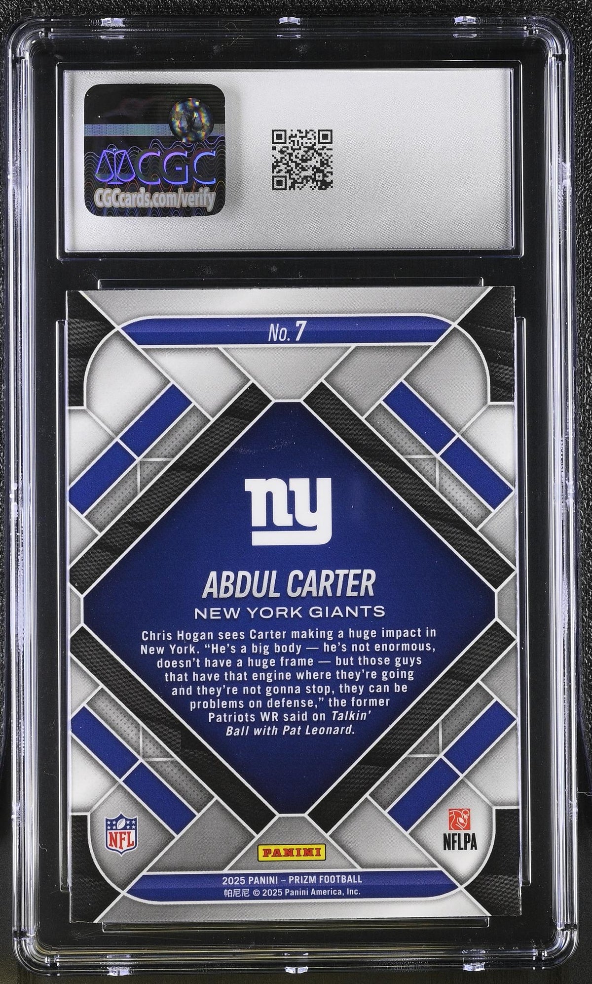 2025 Panini Prizm Emergent Abdul Carter #7 Rookie CGC 10