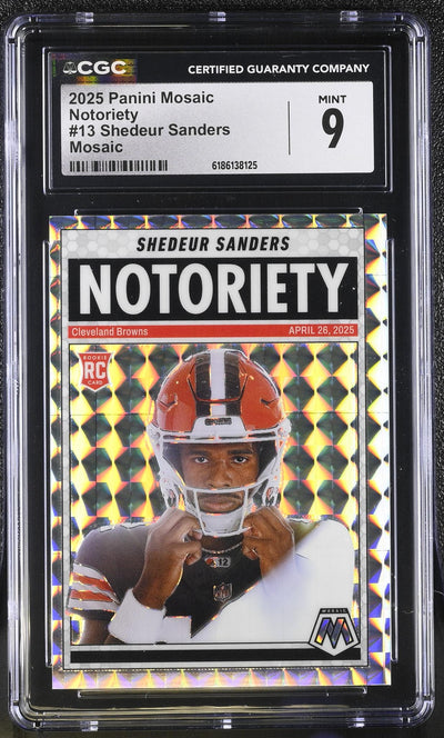 2025 Panini Mosaic Notoriety Shedeur Sanders RC #13 Mosaic CGC 9