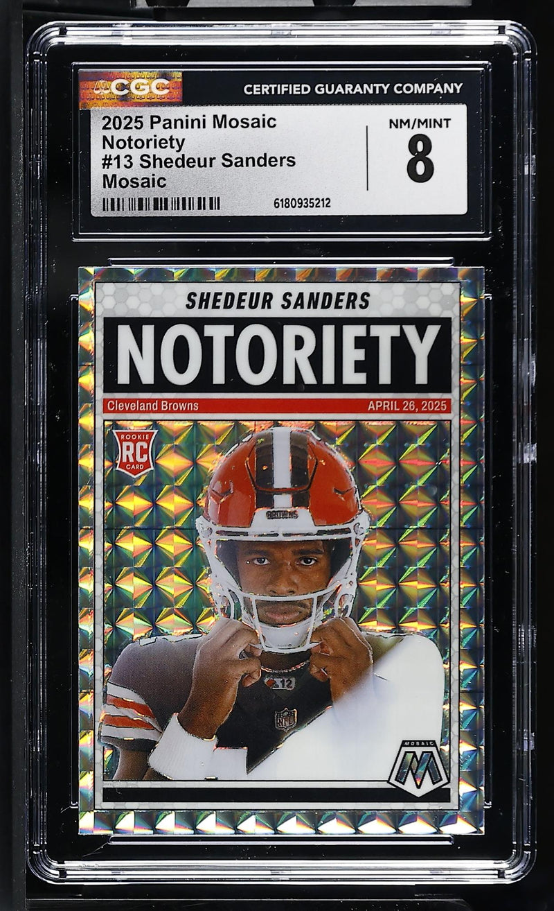 2025 Panini Mosaic Notoriety Shedeur Sanders #13 Rookie Mosaic CGC 8