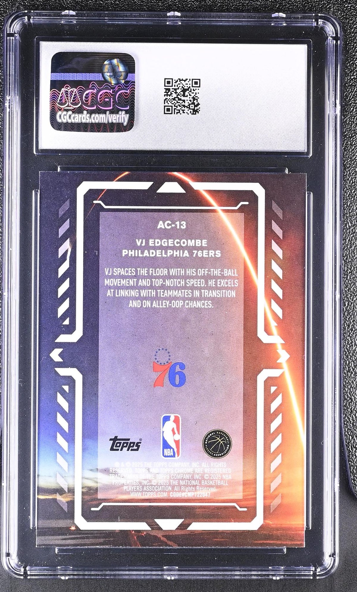 2025-26 Topps Chrome Activators VJ Edgecombe #AC-13 Rookie CGC 9