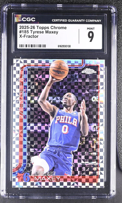 2025-26 Topps Chrome Tyrese Maxey #185 X-Fractor CGC 9